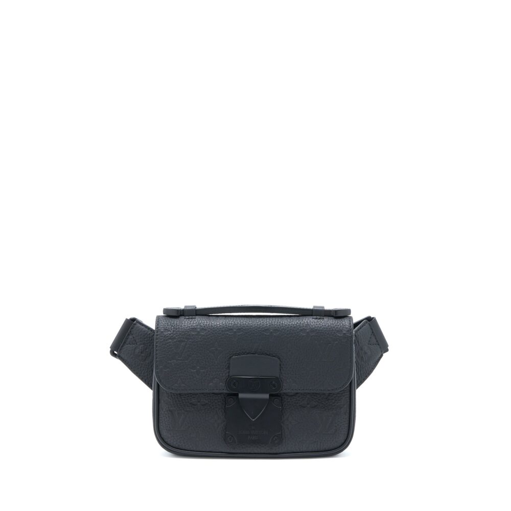 AAA Replica Louis Vuitton LV S LOCK SLINGBAG MONOGRAM-EMBOSSED TAURILLON BLACK BLACK HARDWARE (NEW VERSION)