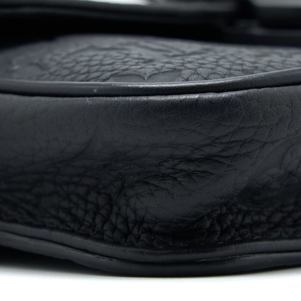 AAA Replica Louis Vuitton LV S LOCK SLINGBAG MONOGRAM-EMBOSSED TAURILLON BLACK BLACK HARDWARE (NEW VERSION)