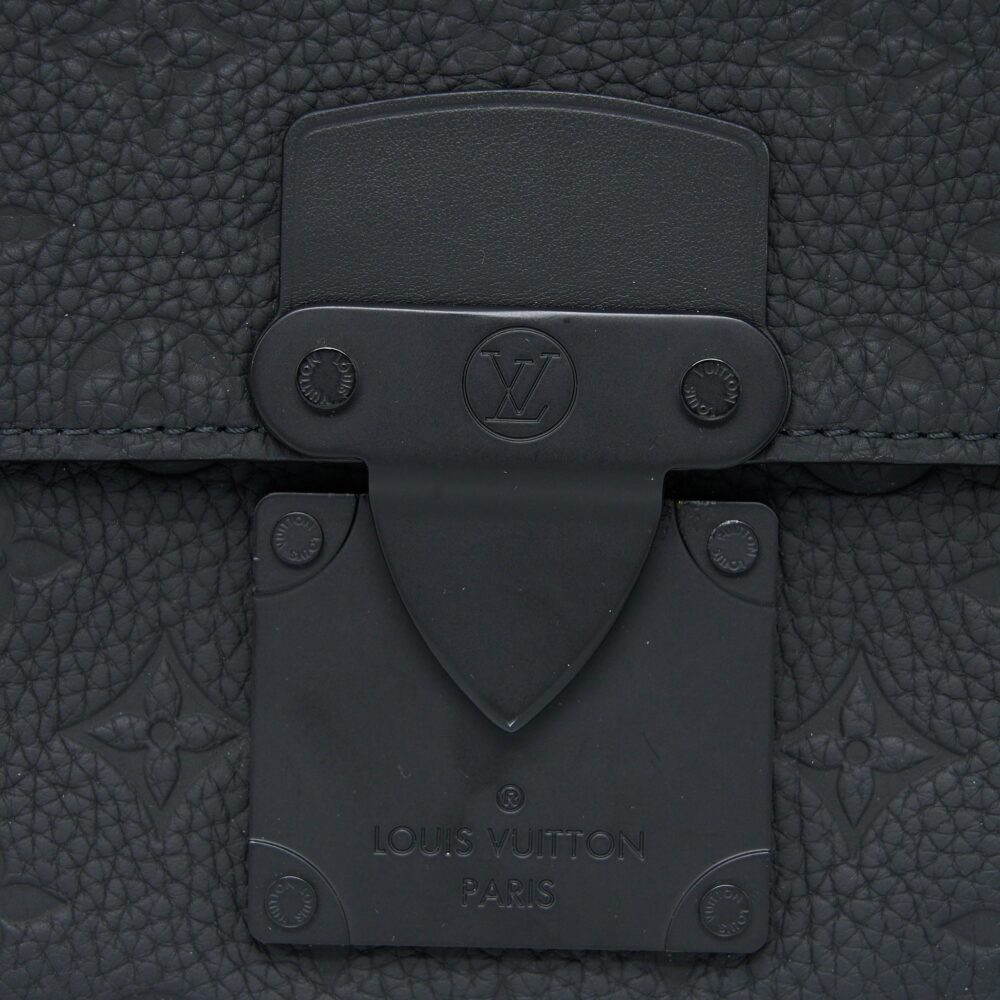 AAA Replica Louis Vuitton LV S LOCK SLINGBAG MONOGRAM-EMBOSSED TAURILLON BLACK BLACK HARDWARE (NEW VERSION)
