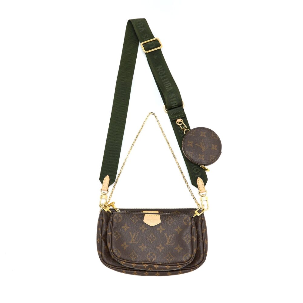 AAA Replica Louis Vuitton LV MULTI POCHETTE KHAKI STRAP MONOGRAM CANVAS GHW