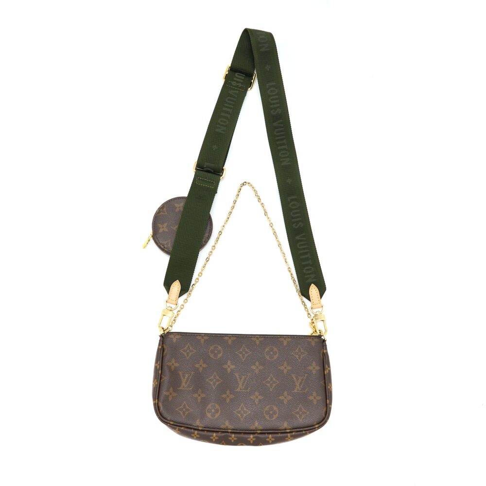 AAA Replica Louis Vuitton LV MULTI POCHETTE KHAKI STRAP MONOGRAM CANVAS GHW