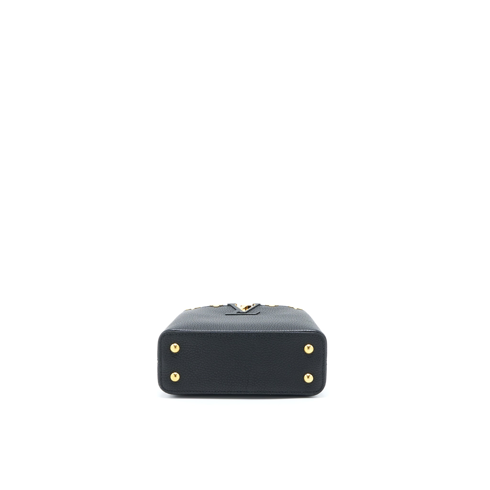 AAA Replica Louis Vuitton LV CAPUCINES MINI TAURILLON LIMITED EDITION BLACK GHW (NEW VERSION)