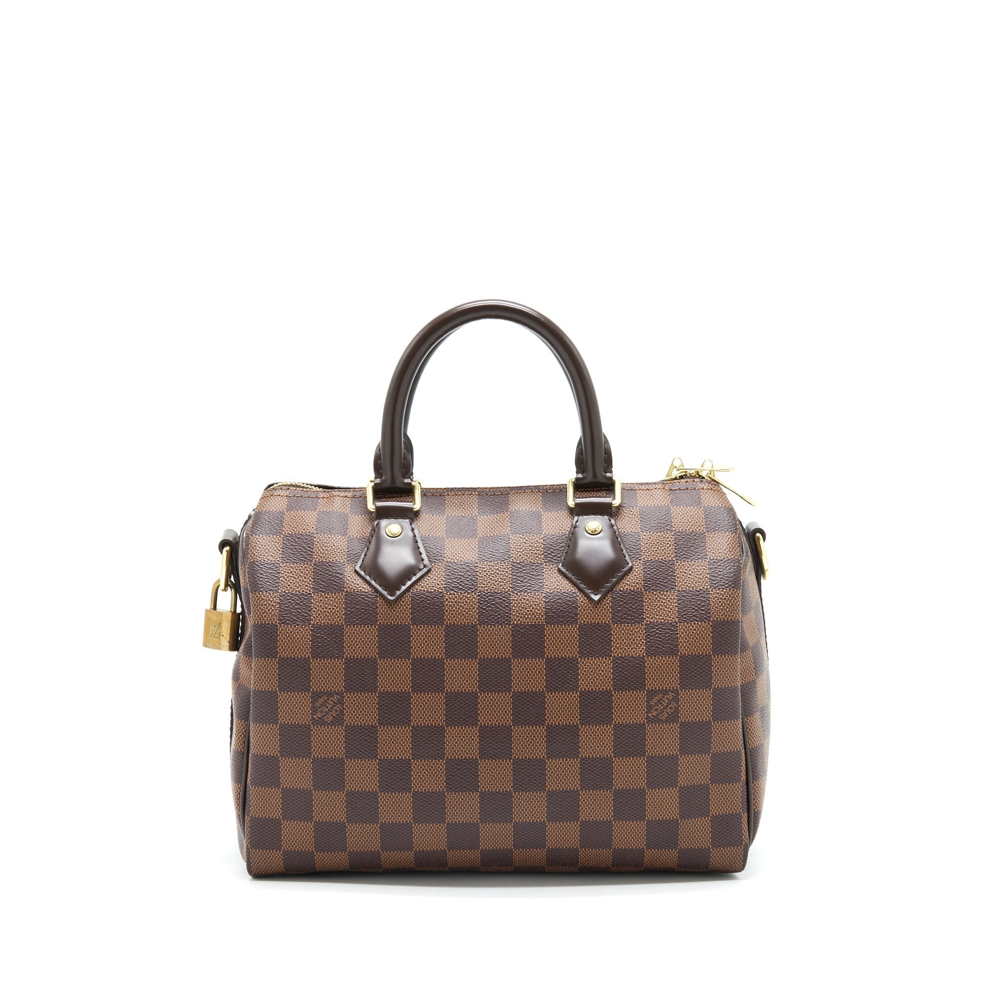 AAA Replica Louis Vuitton LV SPEEDY 25 DAMIER EBENE WITH STRAP