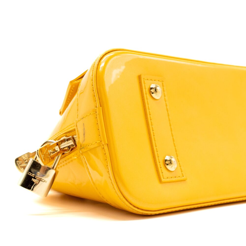 AAA Replica Louis Vuitton LV ALMA BB PATENT YELLOW LGHW