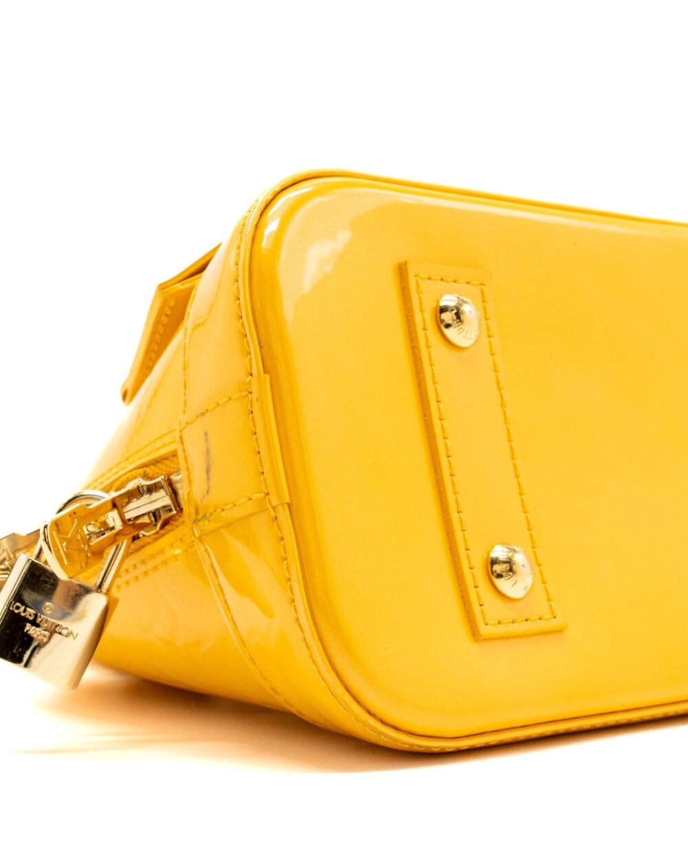 AAA Replica Louis Vuitton LV ALMA BB PATENT YELLOW LGHW