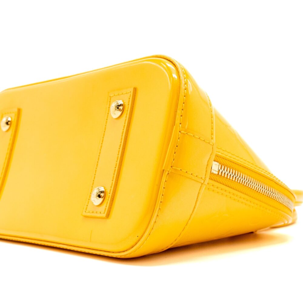 AAA Replica Louis Vuitton LV ALMA BB PATENT YELLOW LGHW