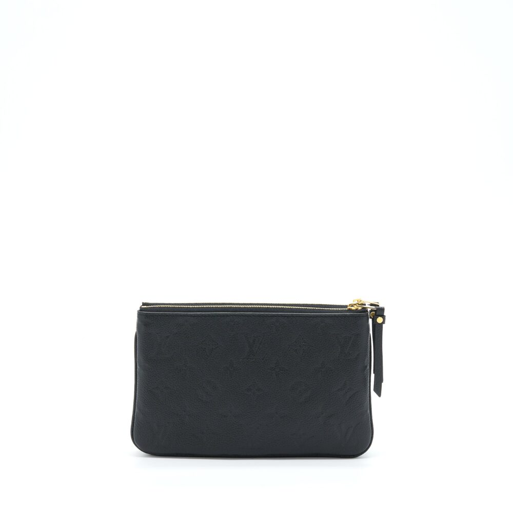 AAA Replica Louis Vuitton LV DOUBLE ZIP POCHETTE MONOGRAM EMPREINTE BLACK GHW