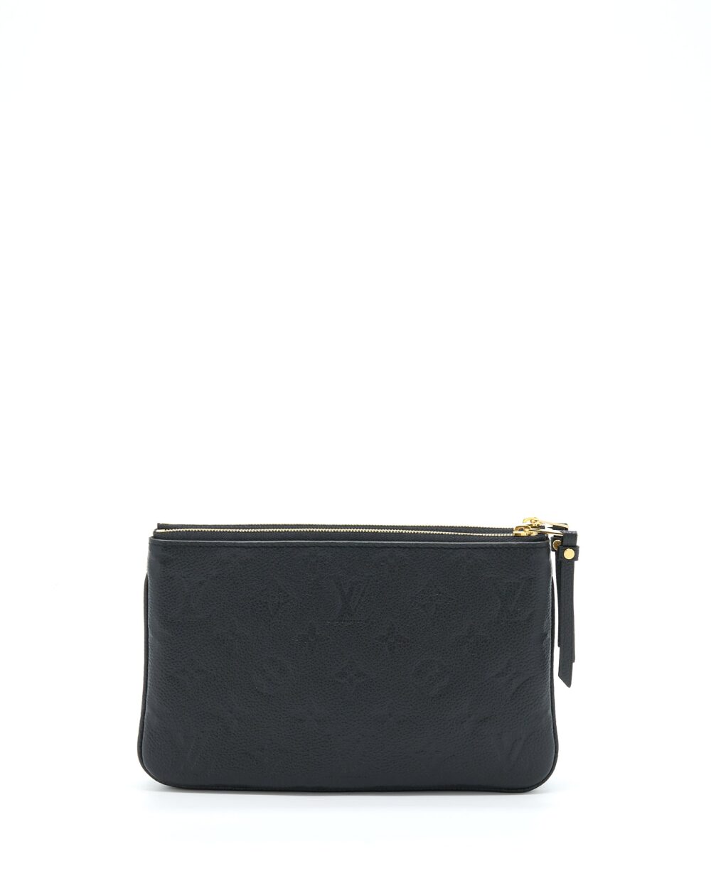 AAA Replica Louis Vuitton LV DOUBLE ZIP POCHETTE MONOGRAM EMPREINTE BLACK GHW