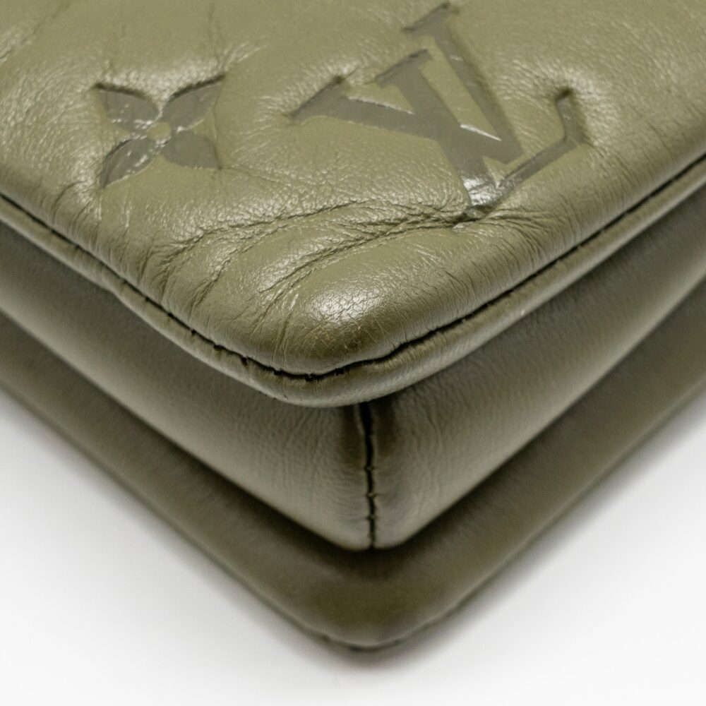 AAA Replica Louis Vuitton LV COUSSIN MM MONOGRAM-EMBOSSED PUFFY LAMBSKIN KHAKI GHW