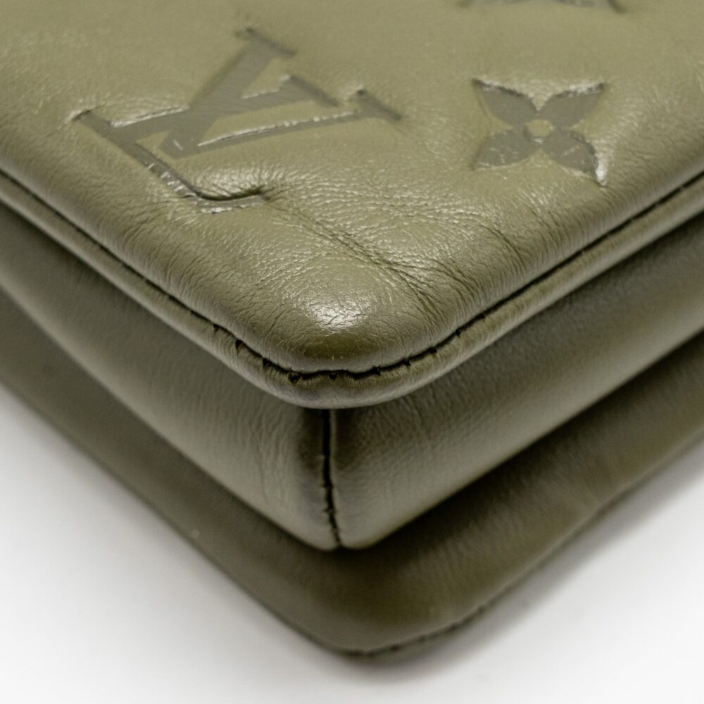 AAA Replica Louis Vuitton LV COUSSIN MM MONOGRAM-EMBOSSED PUFFY LAMBSKIN KHAKI GHW