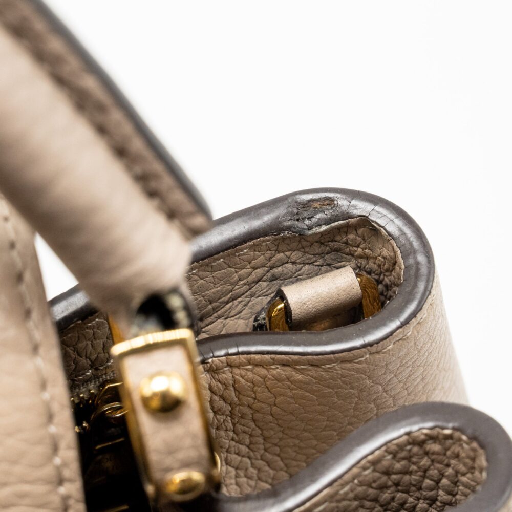 AAA Replica Louis Vuitton LV CAPUCINES MM TAURILLON LEATHER LIGHT GREY GHW