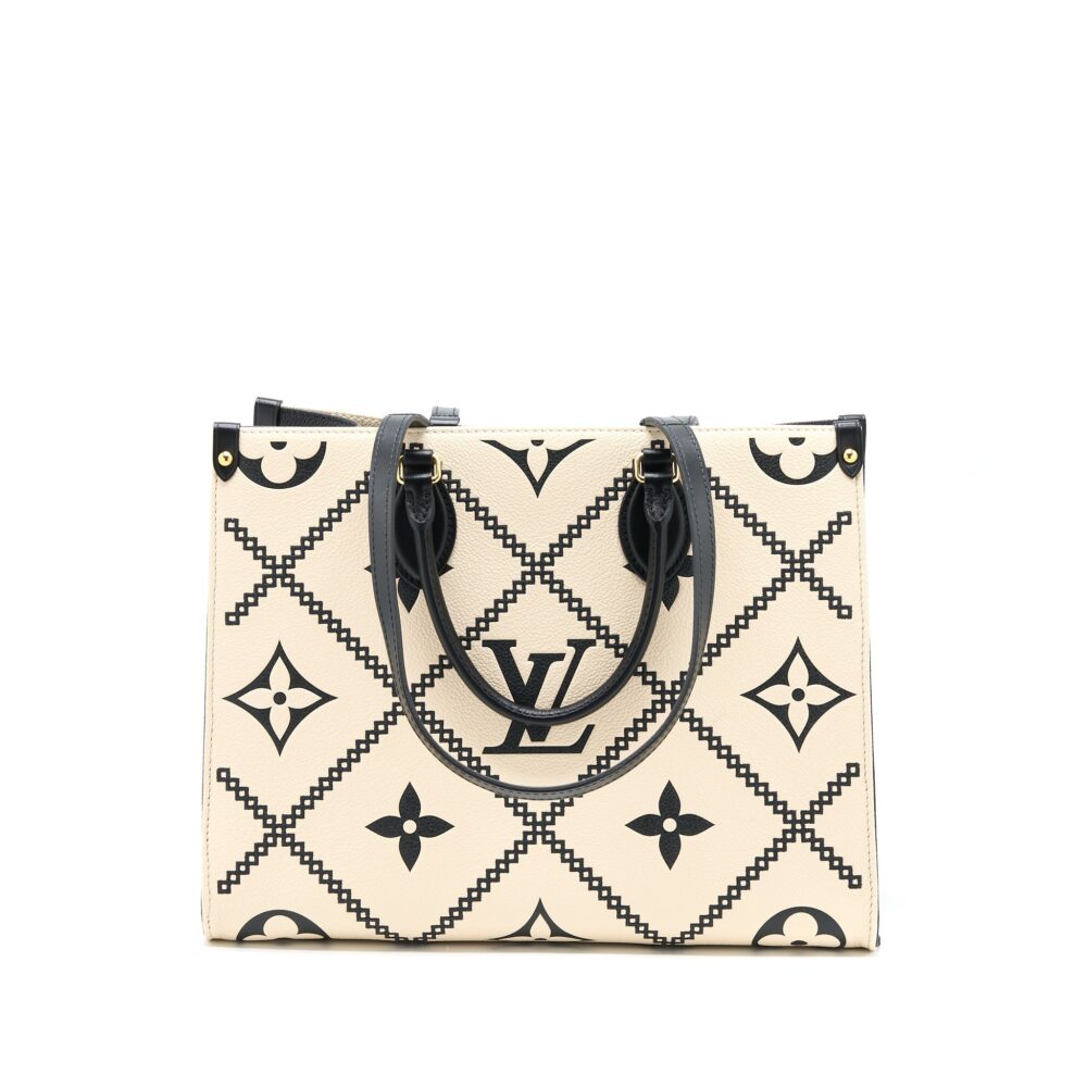 AAA Replica Louis Vuitton LV ONTHEGO MM EMPREINTE CREAM/ BLACK GHW (NEW VERSION)