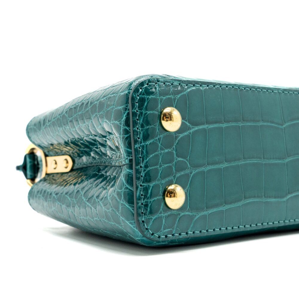 AAA Replica Louis Vuitton LV CAPUCINES MINI CROCODILE BRILLANT BLUE CANARD GHW
