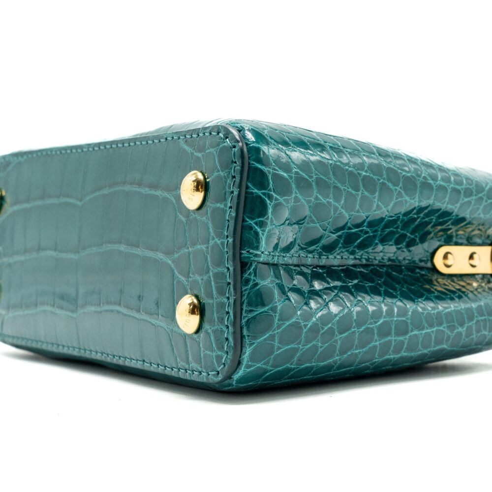 AAA Replica Louis Vuitton LV CAPUCINES MINI CROCODILE BRILLANT BLUE CANARD GHW