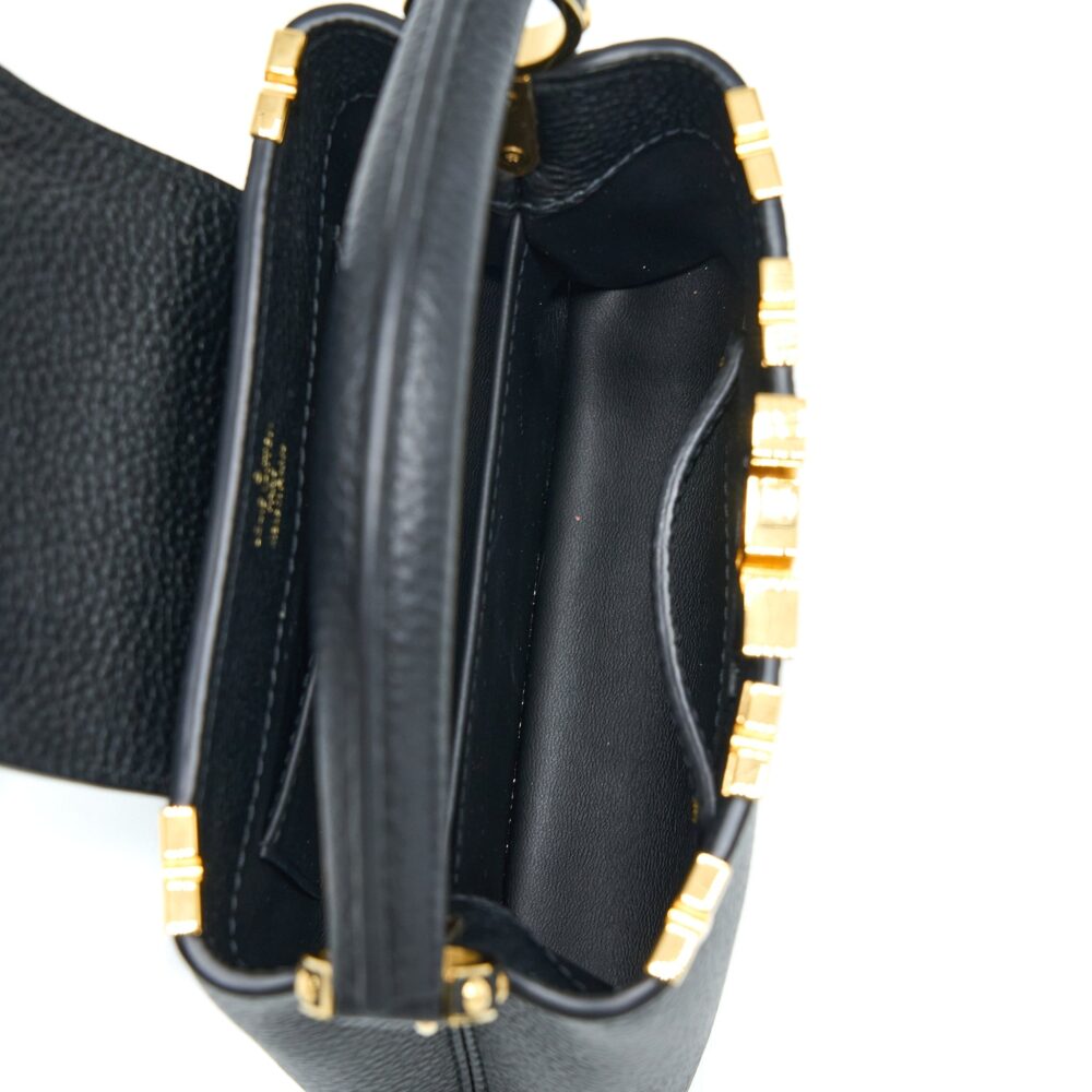 AAA Replica Louis Vuitton LV CAPUCINES MINI TAURILLON LIMITED EDITION BLACK GHW (NEW VERSION)