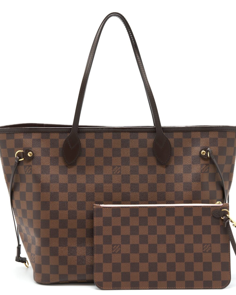 AAA Replica Louis Vuitton LV NEVERFULL MM DAMIER EBENE ROSE BALLERINE GHW