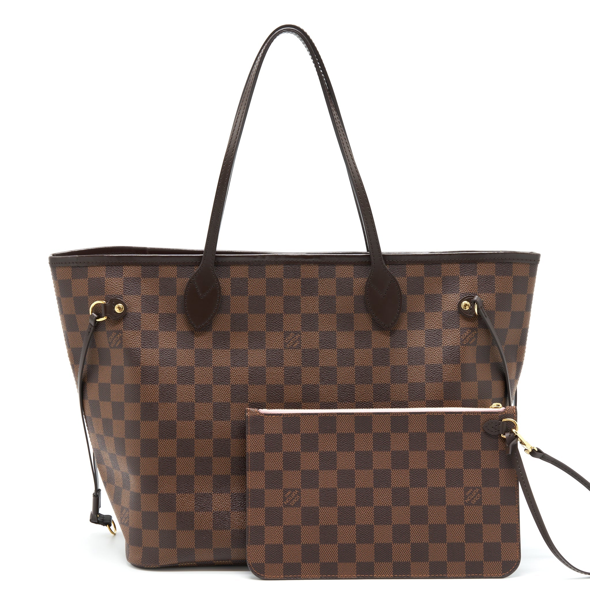 AAA Replica Louis Vuitton LV NEVERFULL MM DAMIER EBENE ROSE BALLERINE GHW