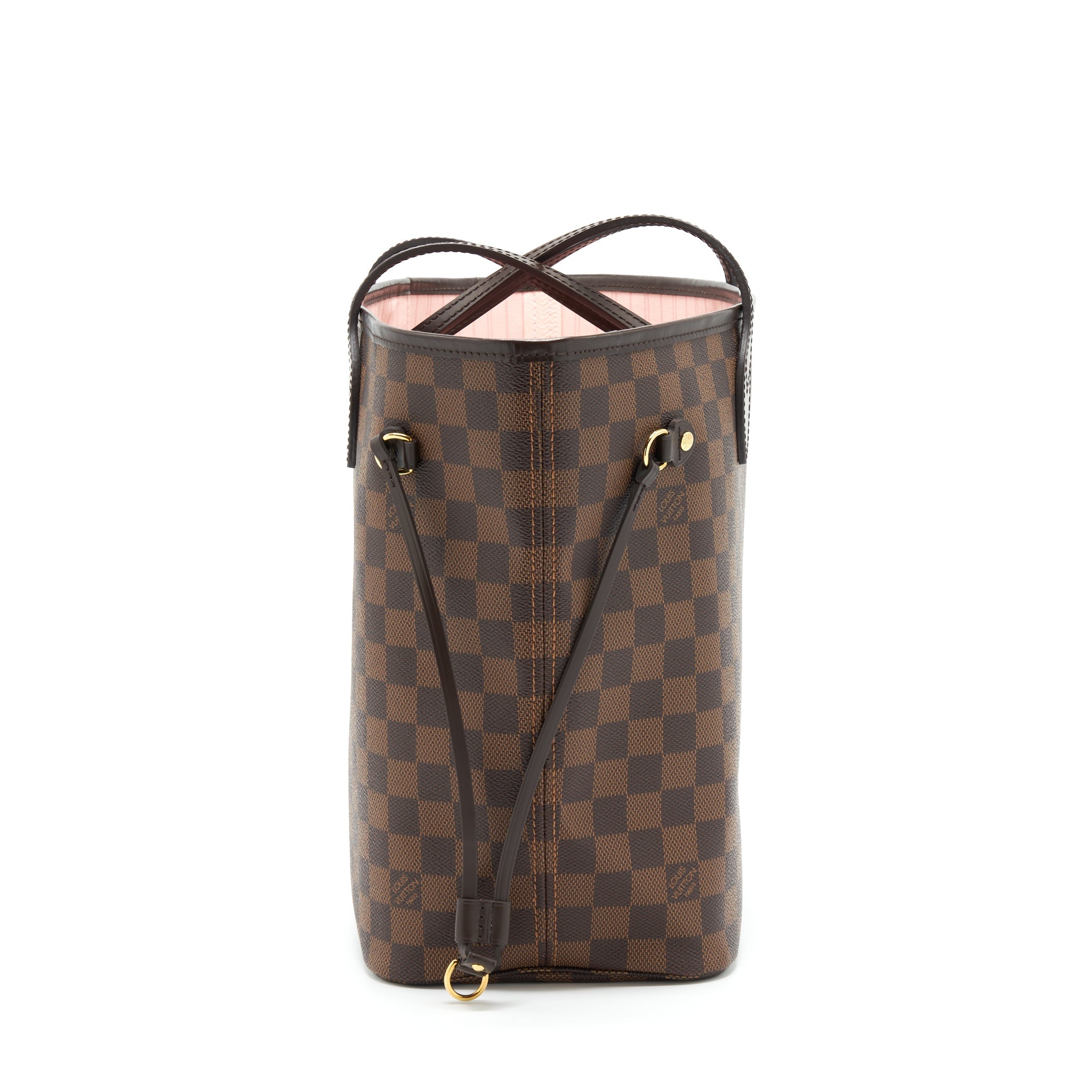 AAA Replica Louis Vuitton LV NEVERFULL MM DAMIER EBENE ROSE BALLERINE GHW
