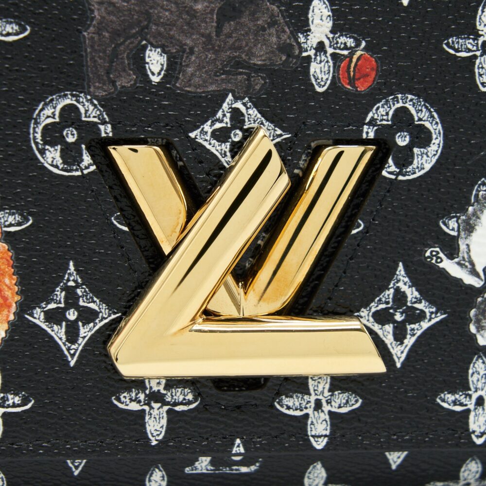 AAA Replica Louis Vuitton LV TWIST CHAIN WALLET MONOGRAM CATOGRAM CAT BLACK