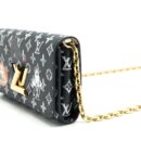 AAA Replica Louis Vuitton LV TWIST CHAIN WALLET MONOGRAM CATOGRAM CAT BLACK
