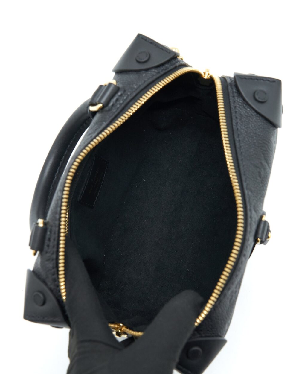 AAA Replica Louis Vuitton LV PETITE MALLE SOUPLE MONOGRAM EMPREINTE BLACK GHW
