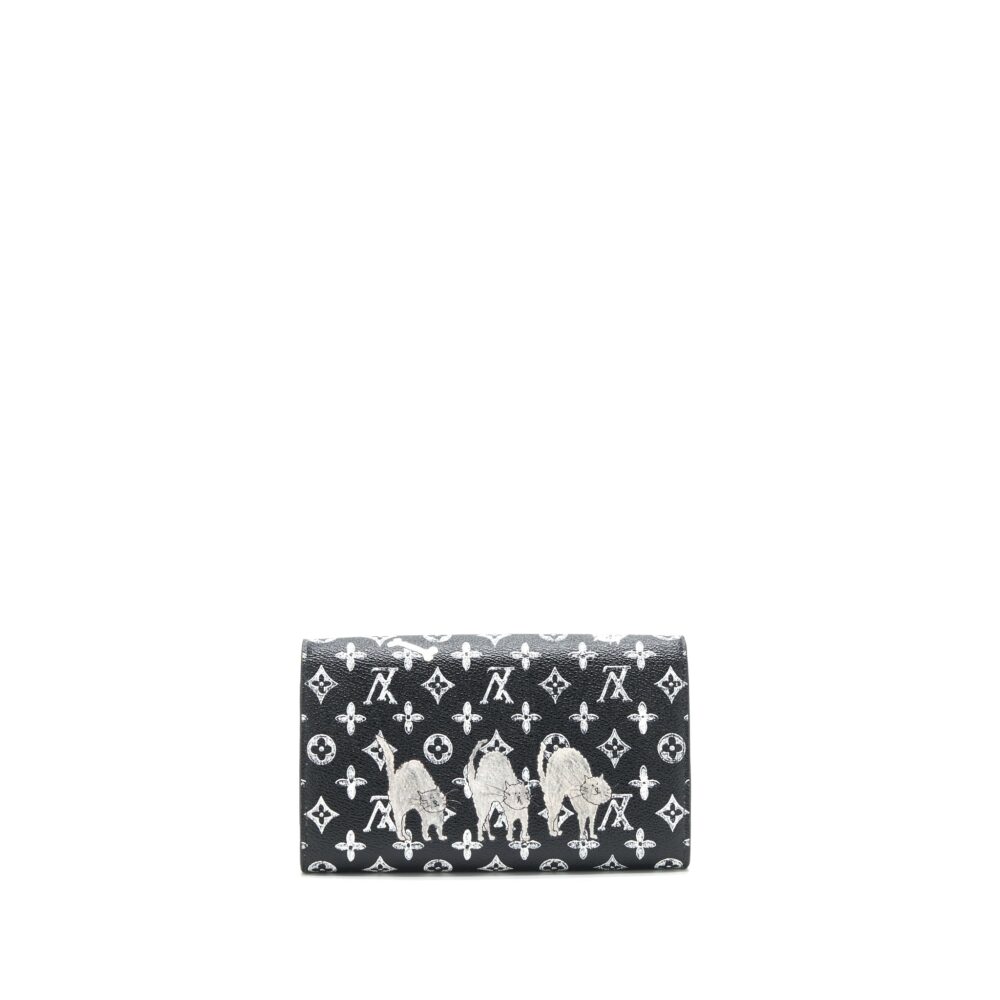 AAA Replica Louis Vuitton LV TWIST CHAIN WALLET MONOGRAM CATOGRAM CAT BLACK