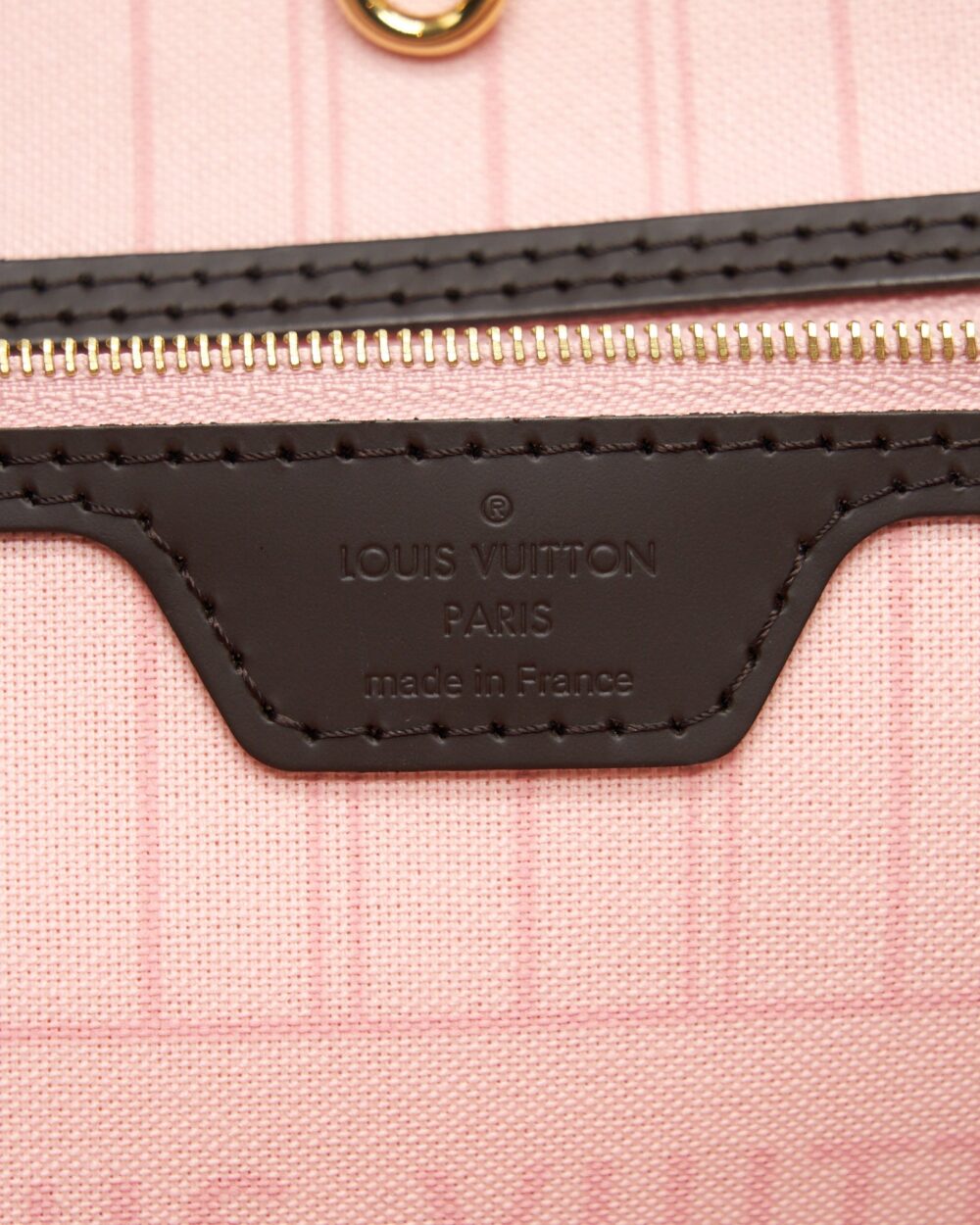 AAA Replica Louis Vuitton LV NEVERFULL MM DAMIER EBENE ROSE BALLERINE GHW