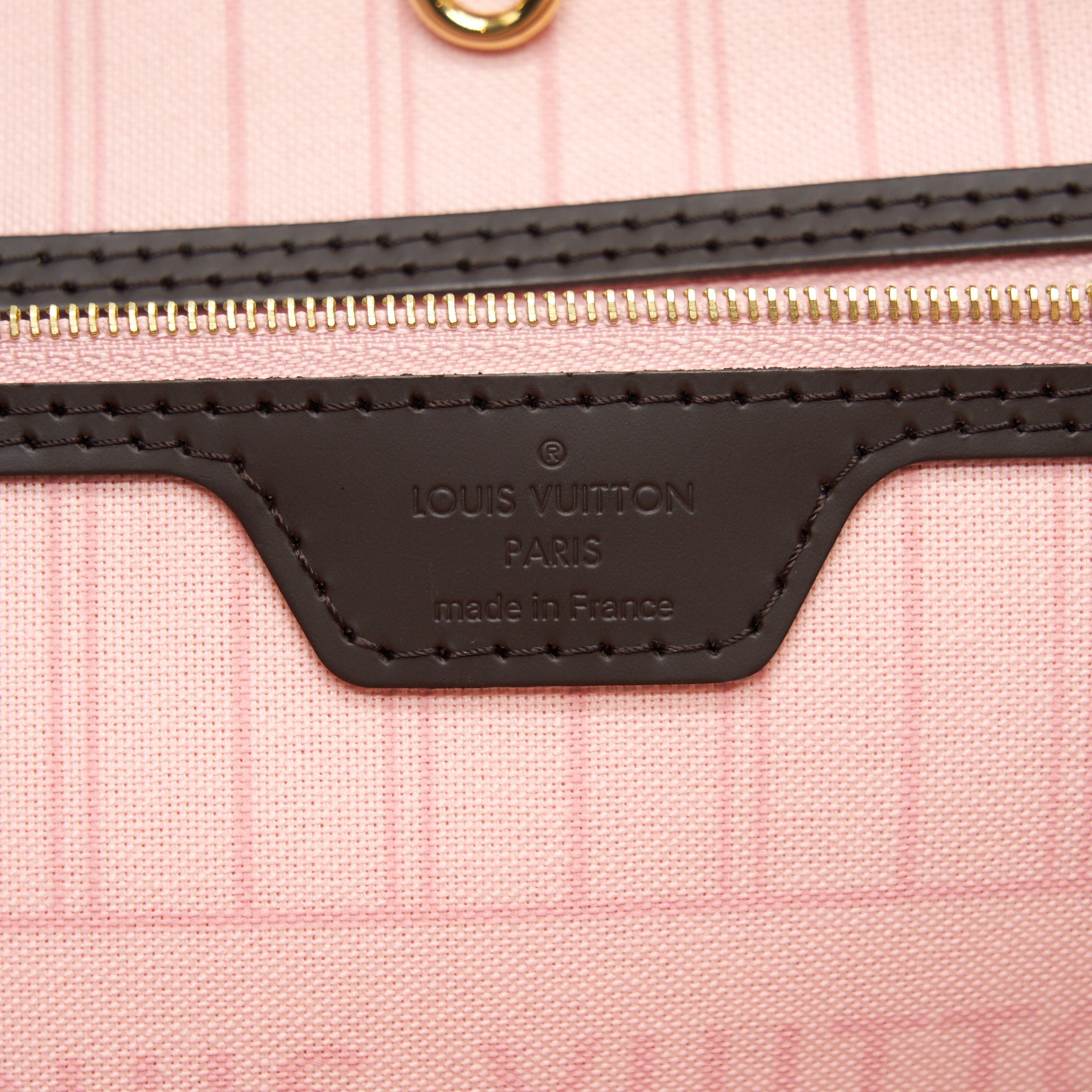 AAA Replica Louis Vuitton LV NEVERFULL MM DAMIER EBENE ROSE BALLERINE GHW