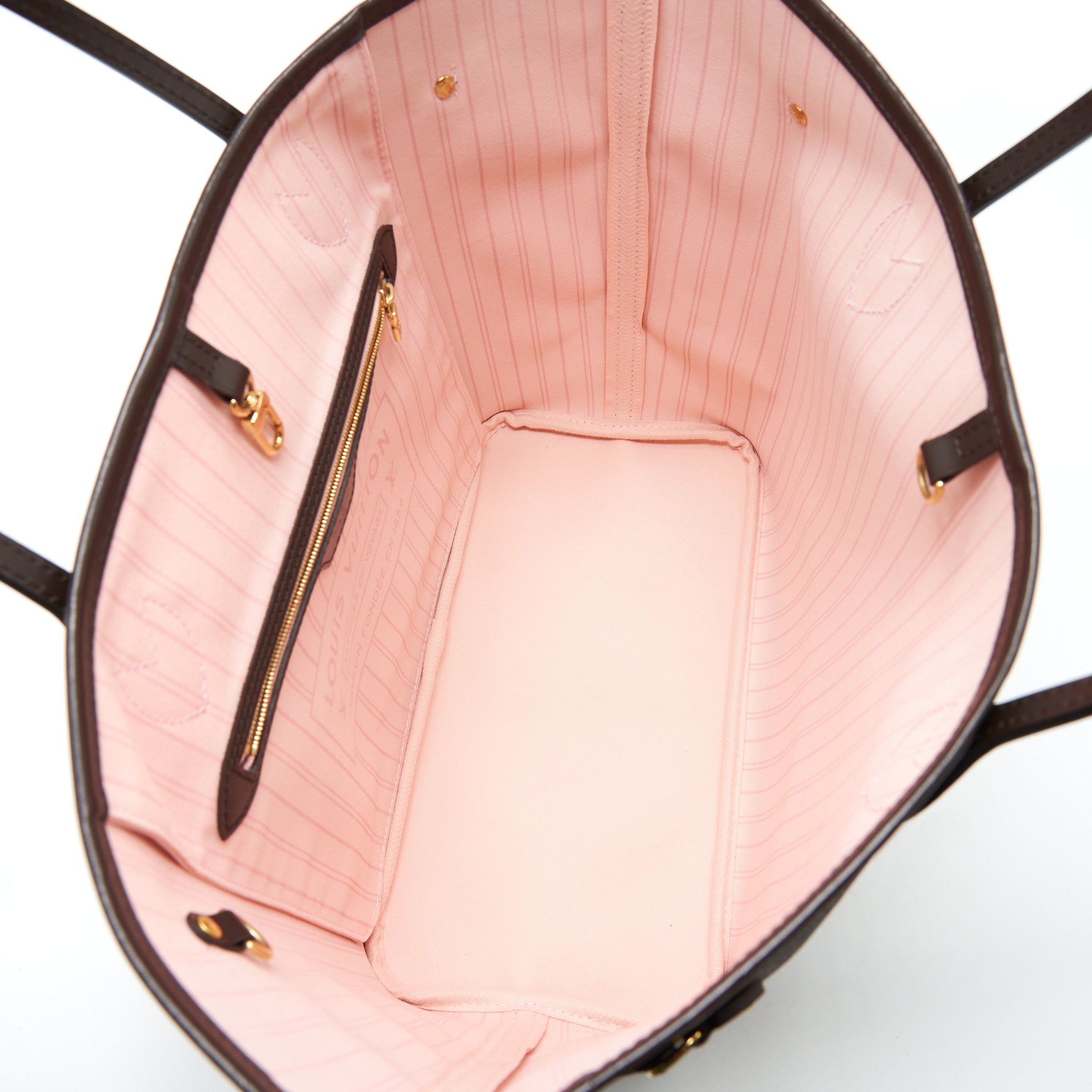 AAA Replica Louis Vuitton LV NEVERFULL MM DAMIER EBENE ROSE BALLERINE GHW