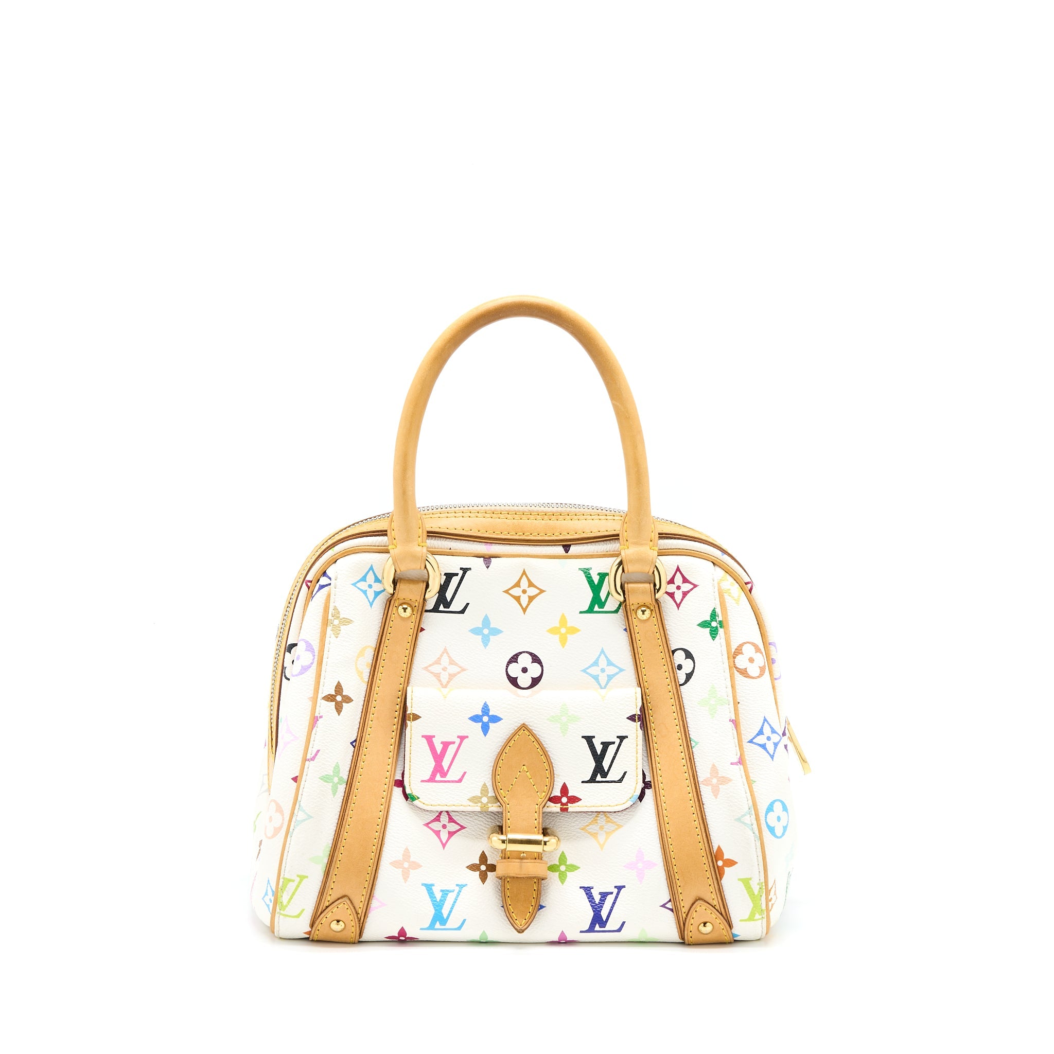 AAA Replica Louis Vuitton LV VINTAGE BOWLING BAG MONOGRAM CANVAS WHITE/MULTICOLOUR GHW