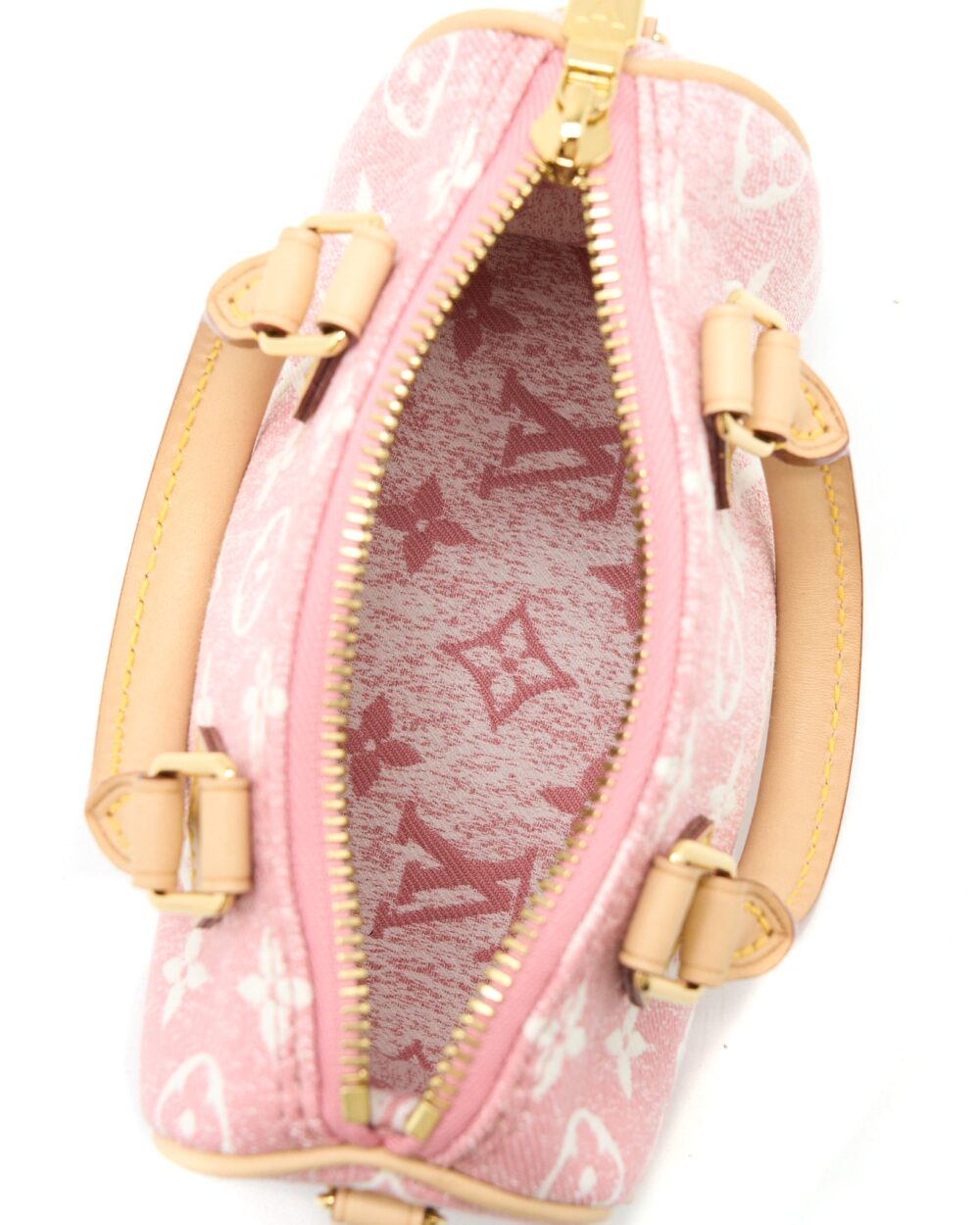 AAA Replica Louis Vuitton LV NANO SPEEDY MONOGRAM JACQUARD DENIM PINK GHW (NEW VERSION)