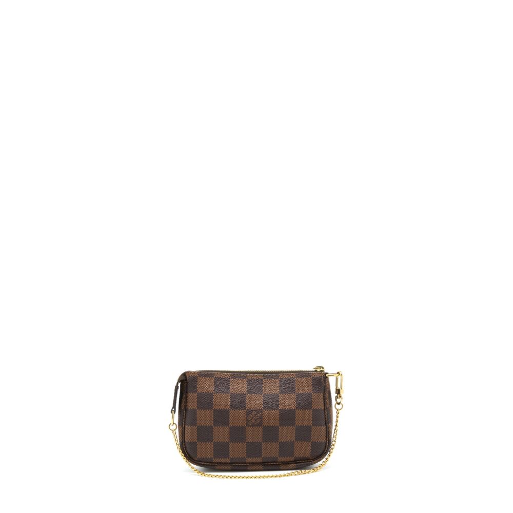 AAA Replica Louis Vuitton LV MINI POCHETTE ACCESSORIES DAMIER EBENE CANVAS GHW