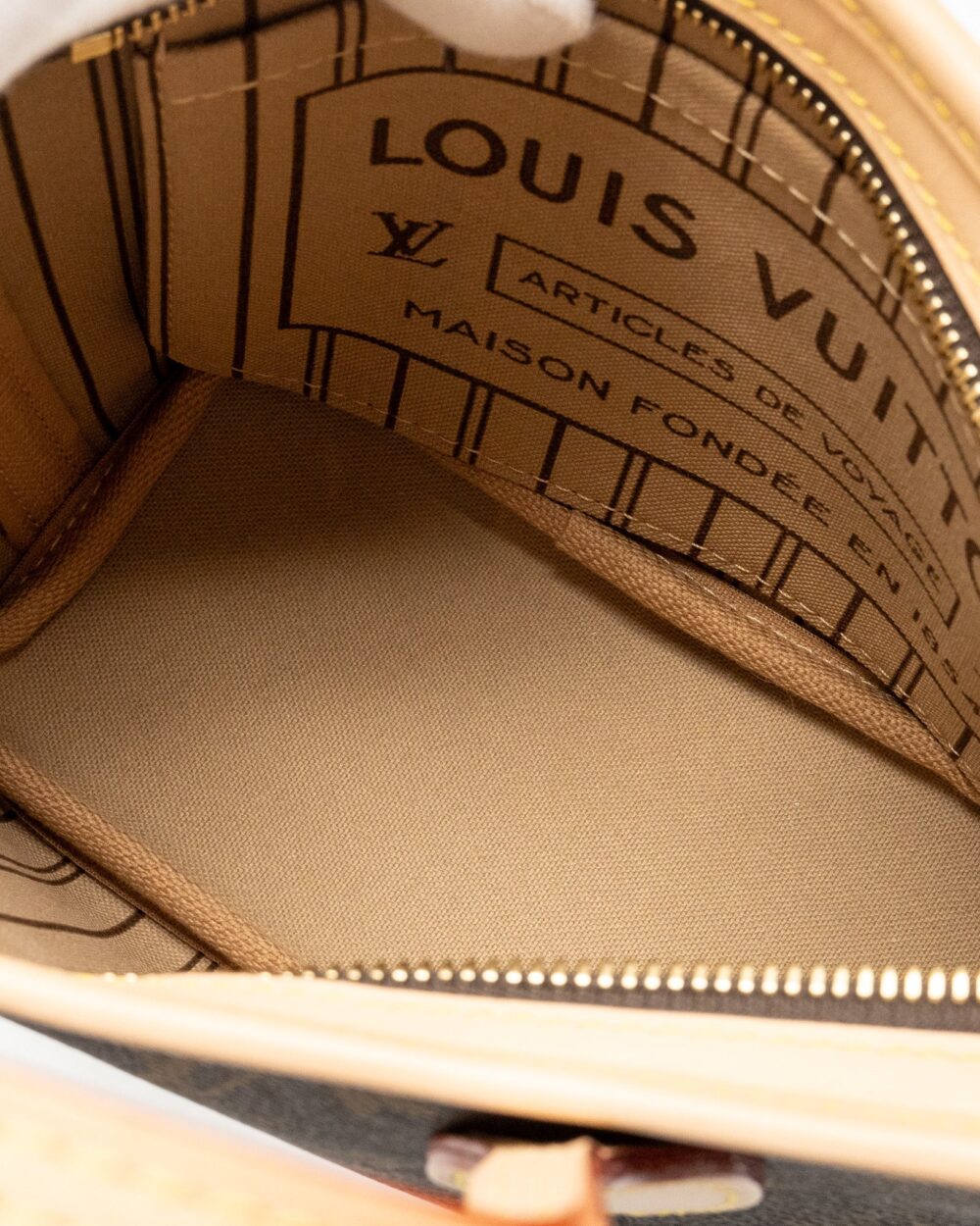 AAA Replica Louis Vuitton LV NEVERFULL BB BEIGE STRAP MONOGRAM CANVAS GHW