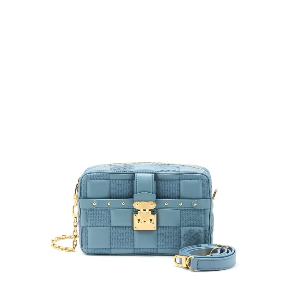 AAA Replica Louis Vuitton LV TROCA PM DAMIER QUILT LAMBSKIN LIGHT BLUE GHW (NEW VERSION)