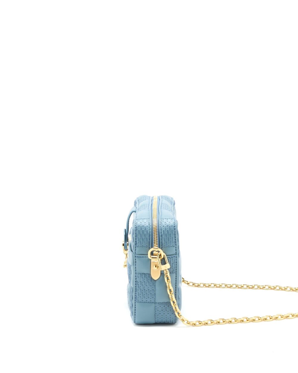AAA Replica Louis Vuitton LV TROCA PM DAMIER QUILT LAMBSKIN LIGHT BLUE GHW (NEW VERSION)