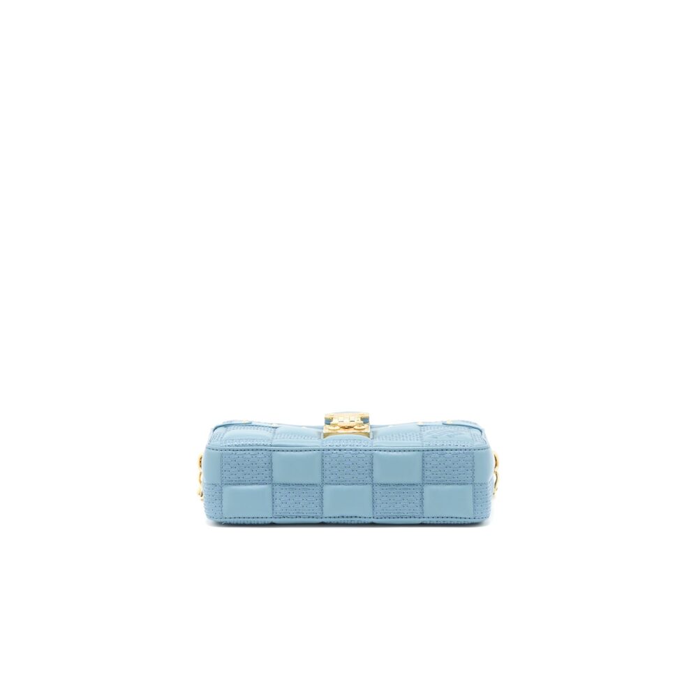 AAA Replica Louis Vuitton LV TROCA PM DAMIER QUILT LAMBSKIN LIGHT BLUE GHW (NEW VERSION)