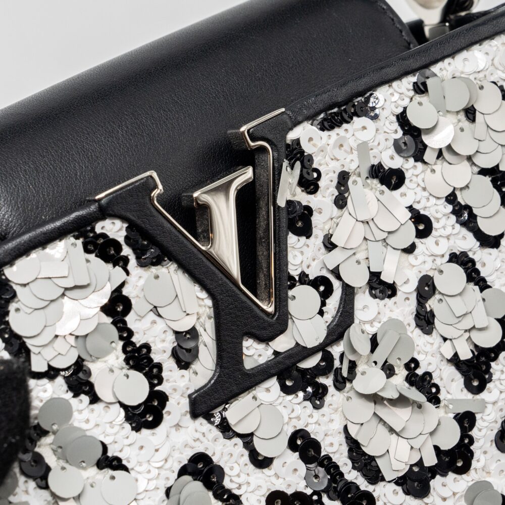 AAA Replica Louis Vuitton LV CAPUCINES MINI LIMITED EDITION SUQUIN / LEATHER MULTICOLOUR BLACK SHW