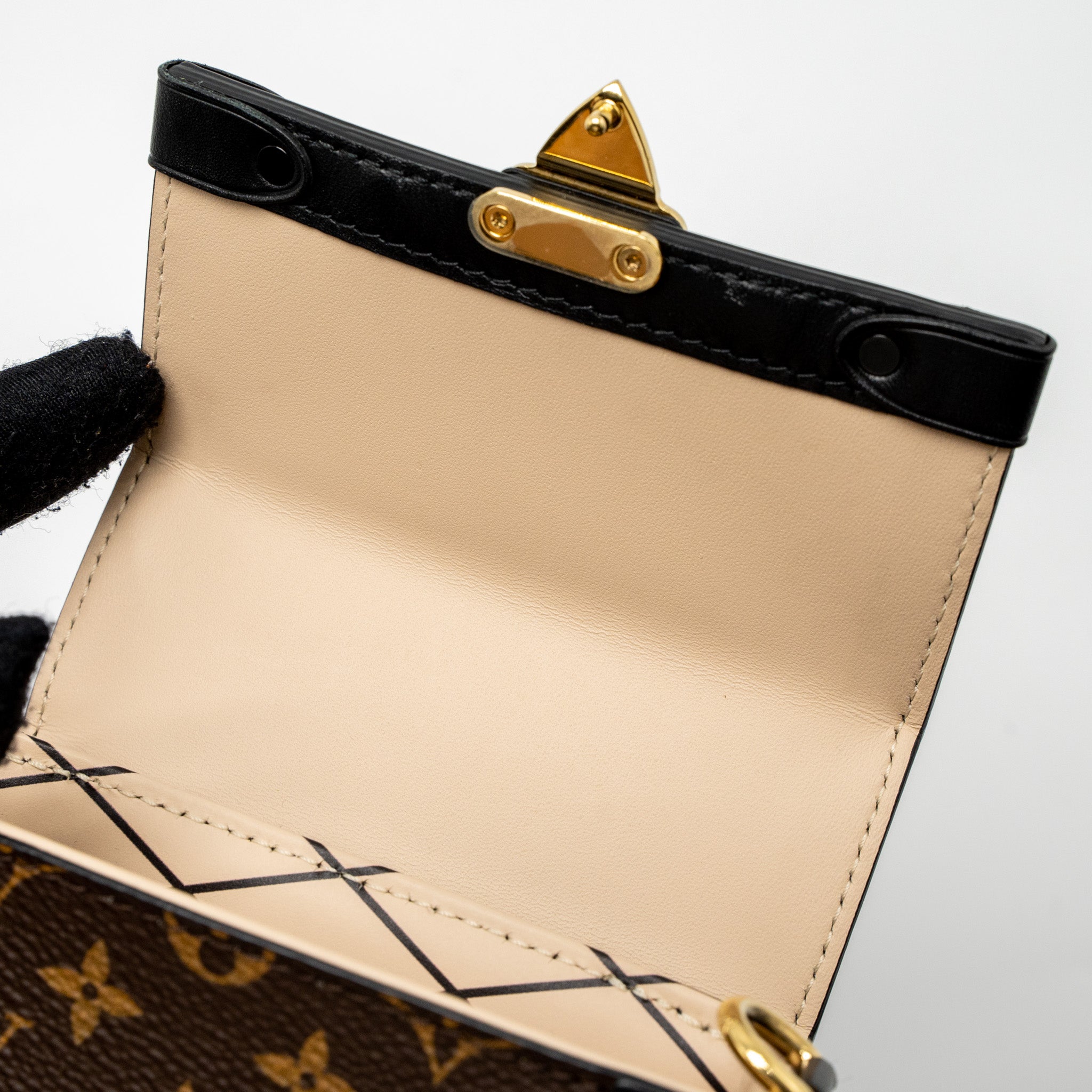 AAA Replica Louis Vuitton LV VERTICAL TRUNK POCHETTE MONOGRAM CANVAS GHW