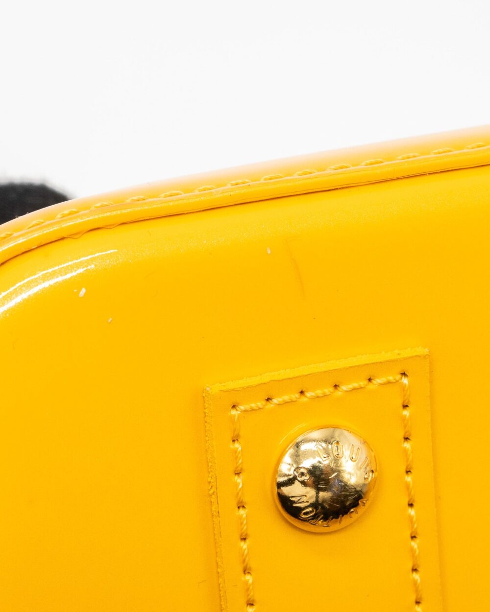 AAA Replica Louis Vuitton LV ALMA BB PATENT YELLOW LGHW