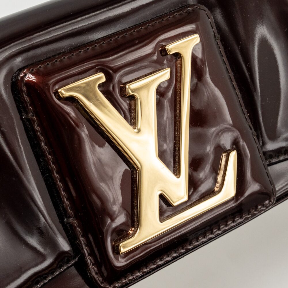 AAA Replica Louis Vuitton LV SOBE CLUTCH PATENT LEATHER DARK PURPLE GHW