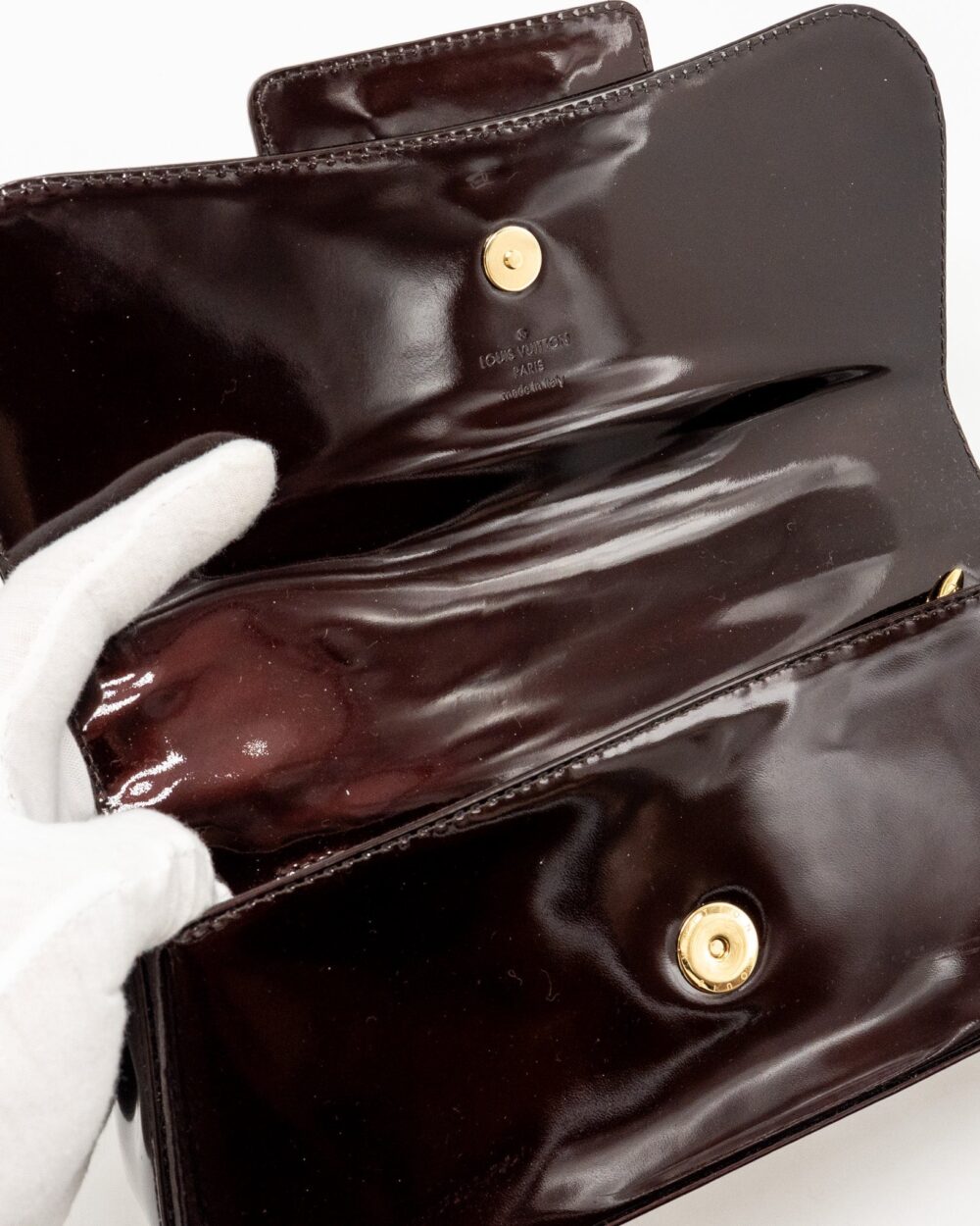 AAA Replica Louis Vuitton LV SOBE CLUTCH PATENT LEATHER DARK PURPLE GHW