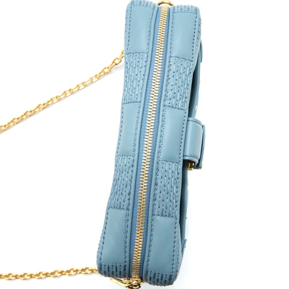 AAA Replica Louis Vuitton LV TROCA PM DAMIER QUILT LAMBSKIN LIGHT BLUE GHW (NEW VERSION)