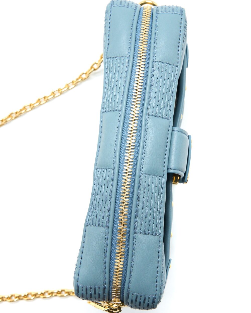 AAA Replica Louis Vuitton LV TROCA PM DAMIER QUILT LAMBSKIN LIGHT BLUE GHW (NEW VERSION)
