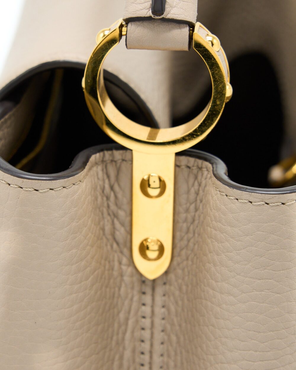AAA Replica Louis Vuitton LV CAPUCINE MM TAURILLON GALET GHW