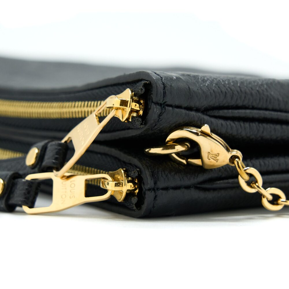 AAA Replica Louis Vuitton LV DOUBLE ZIP POCHETTE MONOGRAM EMPREINTE BLACK GHW