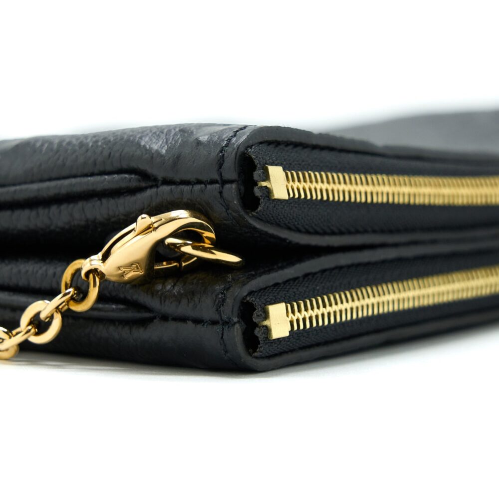 AAA Replica Louis Vuitton LV DOUBLE ZIP POCHETTE MONOGRAM EMPREINTE BLACK GHW