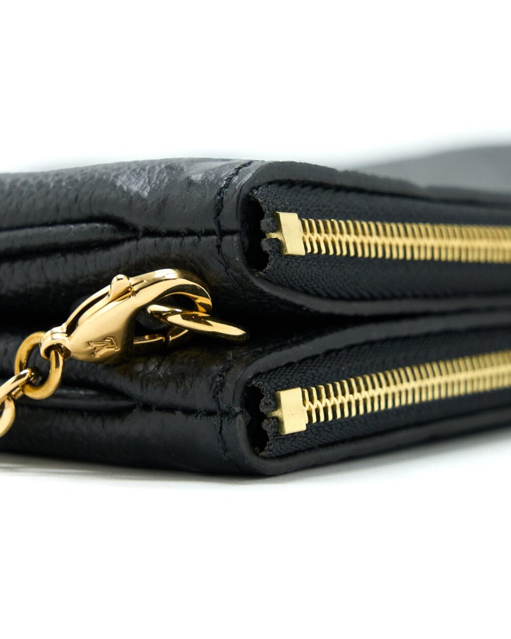 AAA Replica Louis Vuitton LV DOUBLE ZIP POCHETTE MONOGRAM EMPREINTE BLACK GHW