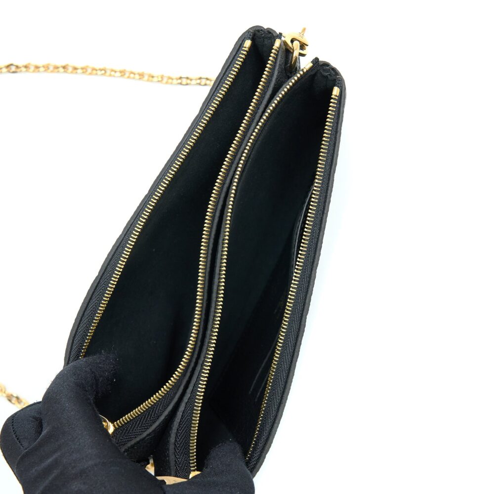 AAA Replica Louis Vuitton LV DOUBLE ZIP POCHETTE MONOGRAM EMPREINTE BLACK GHW