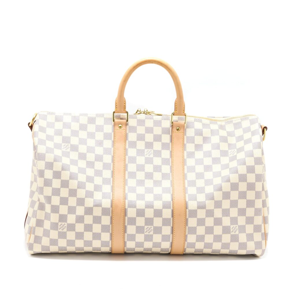 AAA Replica Louis Vuitton LV KEEPALL BANDOULIERE 55 DAMIER AZUR CANVAS GHW