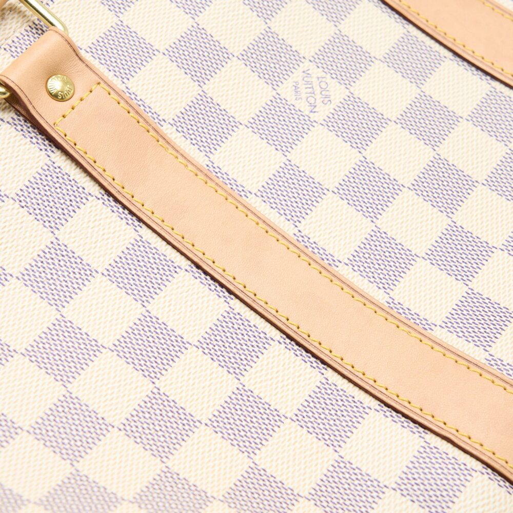 AAA Replica Louis Vuitton LV KEEPALL BANDOULIERE 55 DAMIER AZUR CANVAS GHW